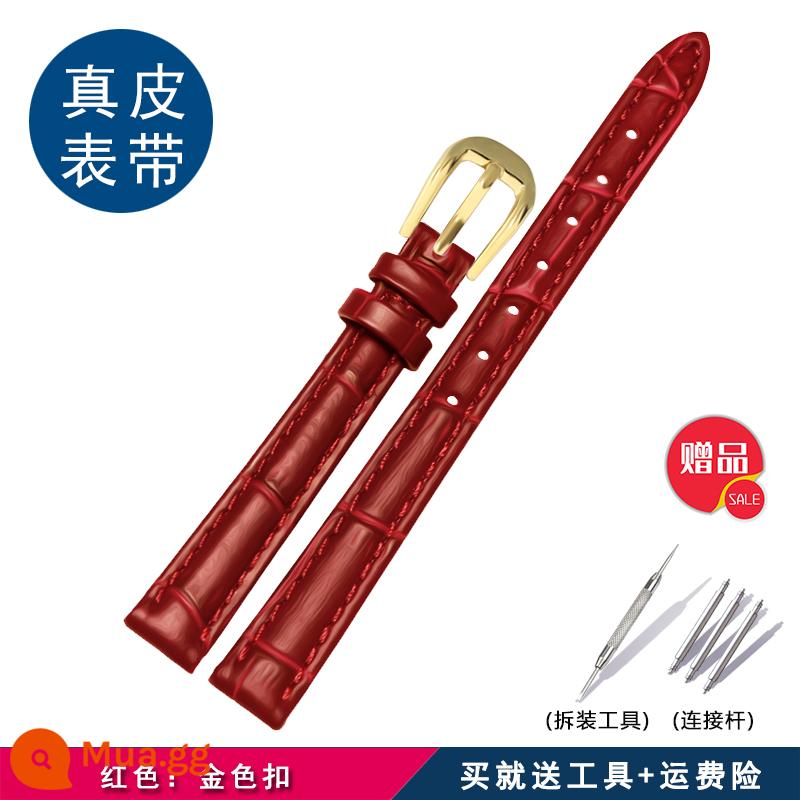 Dây đeo đồng hồ cỡ nhỏ dành cho nữ, phù hợp với Ajidou/Fuli Fuli WF15B02/Ju Lishi JA-660/544/928 - Màu đỏ: khóa vàng