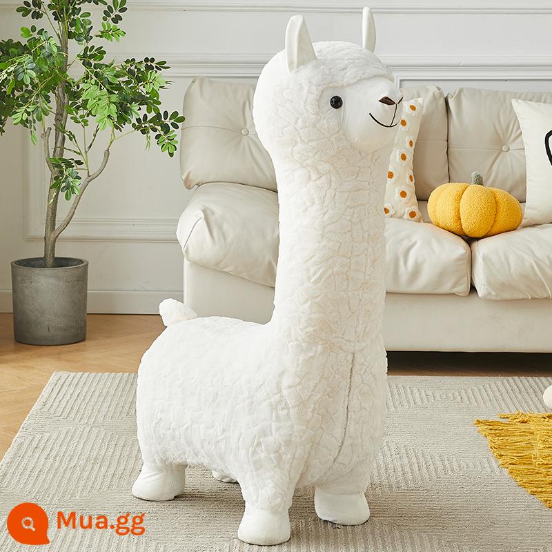 Dễ Thương Alpaca Búp Bê Sang Trọng Đồ Chơi Alpaca Phân Ghế Sáng Tạo Trang Trí Phòng Khách Internet Người Nổi Tiếng Phân Quà Tặng Sinh Nhật - Alpaca trắng đầy sức sống❤ lông cừu dày