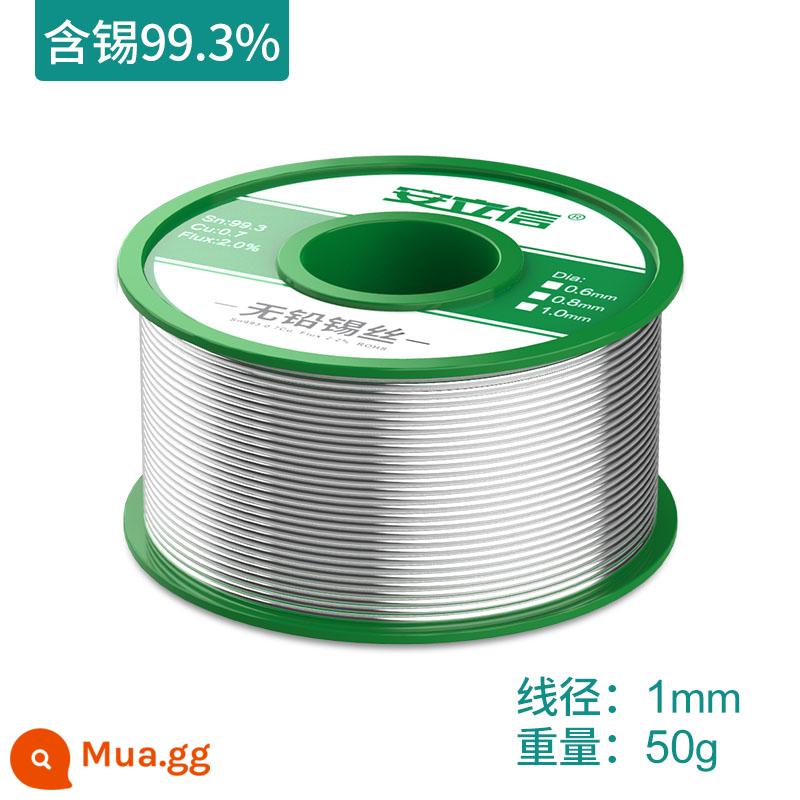 Một dây hàn không chì có độ tinh khiết cao Lixin 0,8mm có chứa dây thiếc lõi nhựa thông dùng một lần hàn nhiệt độ thấp thân thiện với môi trường - Dây thiếc không chì 99,3% 1.0 (50g)