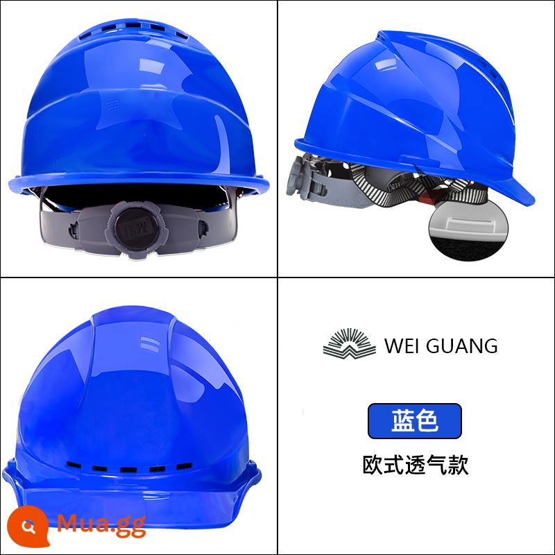 Weiguang ABS tiêu chuẩn quốc gia mũ cứng nam lãnh đạo công trường xây dựng điện kỹ thuật xây dựng mũ cứng màu trắng thoáng khí in tùy chỉnh - YD-OT màu xanh thoáng khí phong cách Châu Âu (lớp lót nắp núm thoải mái)