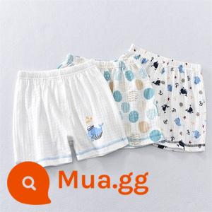 Nhật Bản Bé Trai Quần Short Cotton Nguyên Chất Trẻ Em Nhà Thường Ba Điểm Quần Cho Bé Thể Thao Mùa Hè Quần Bên Trong Mặc Ngoài Phần Mỏng - Áo thun cá voi chấm bi xoắn [3 gói]