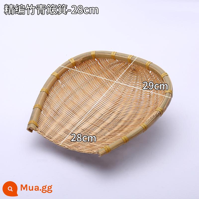 Giỏ trái cây đan bằng tre handmade đĩa trái cây sấy khô đồ ăn nhẹ nhà bếp cống giỏ hấp bánh mì giỏ trái cây tấm bình dị đan tre - Xăng Xốp Dày-Tre Xanh-28cm