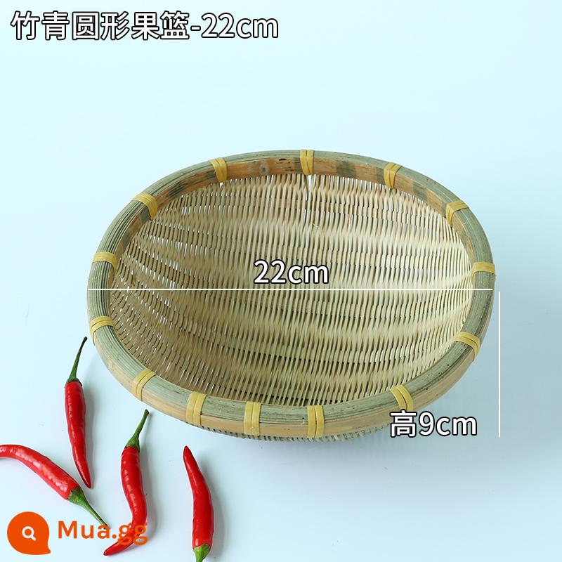 Giỏ trái cây đan bằng tre handmade đĩa trái cây sấy khô đồ ăn nhẹ nhà bếp cống giỏ hấp bánh mì giỏ trái cây tấm bình dị đan tre - Giỏ trái cây tròn dày-22cm