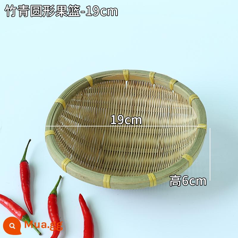 Giỏ trái cây đan bằng tre handmade đĩa trái cây sấy khô đồ ăn nhẹ nhà bếp cống giỏ hấp bánh mì giỏ trái cây tấm bình dị đan tre - Giỏ trái cây tròn dày-19cm