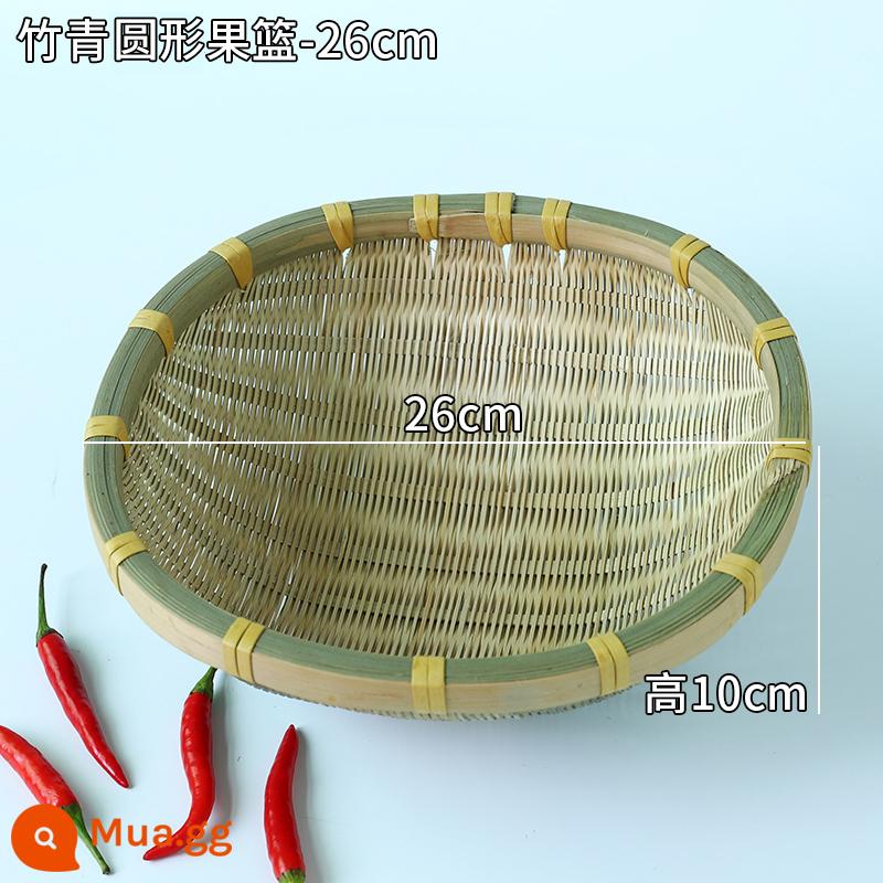 Giỏ trái cây đan bằng tre handmade đĩa trái cây sấy khô đồ ăn nhẹ nhà bếp cống giỏ hấp bánh mì giỏ trái cây tấm bình dị đan tre - Giỏ trái cây tròn dày-26cm