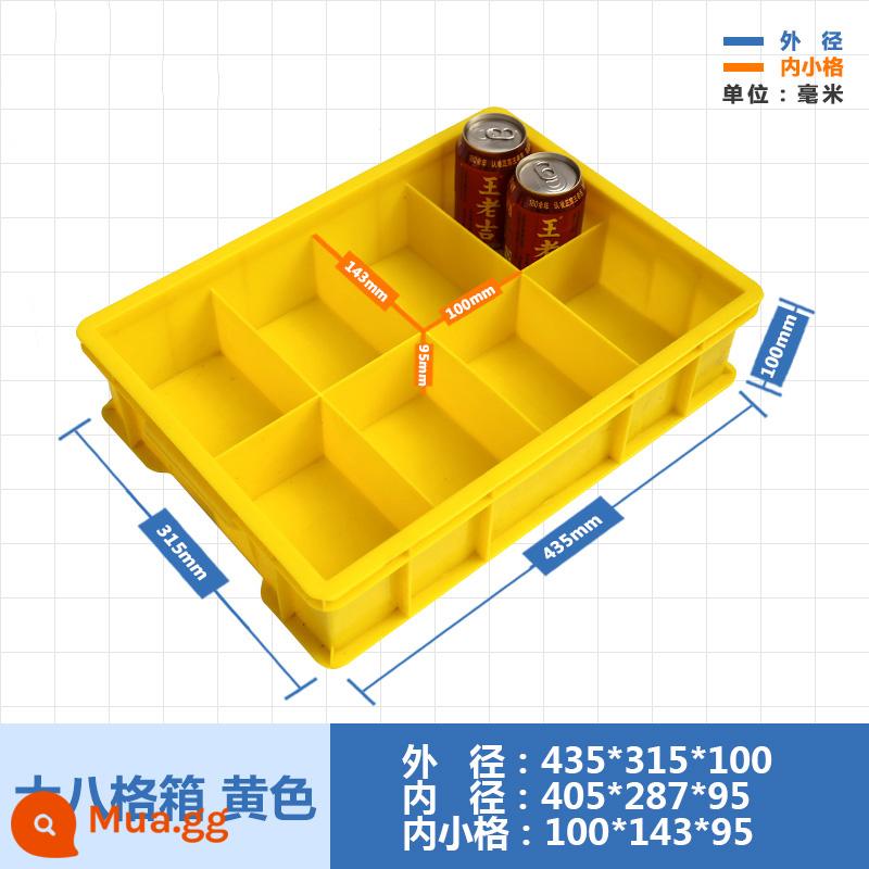 Ngăn hình chữ nhật hộp vít hộp lưu trữ các bộ phận nhỏ hộp nhựa phần cứng phân loại vật liệu hộp thành phần hộp doanh thu - Hộp lớn 8 ngăn màu vàng 440*320*100