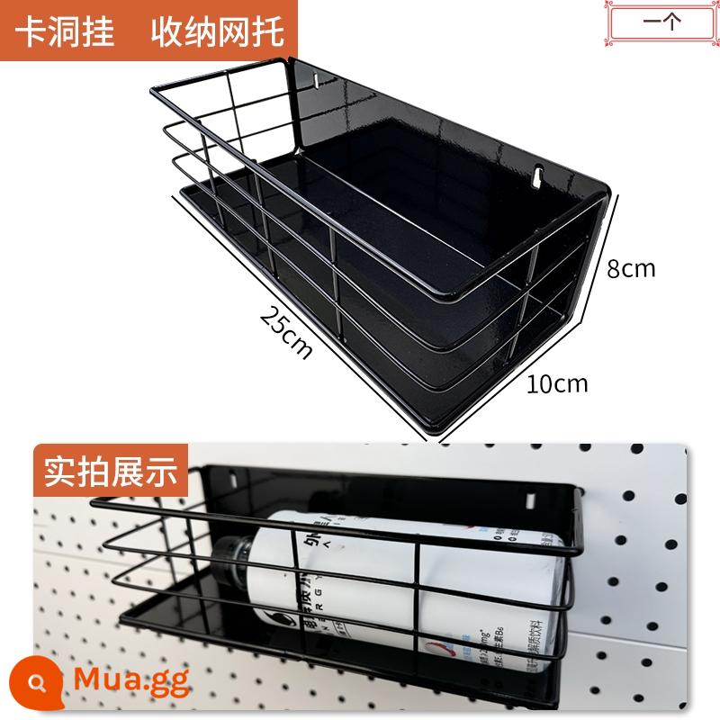 25 lỗ bảng phụ kiện đa năng móc lỗ tròn lưu trữ kệ sách hấp thụ từ tính phần cứng tự làm bàn làm việc kim loại giỏ treo - 1 giá đỡ lưới lưu trữ giắc cắm thẻ đen, khoảng cách lỗ đặc biệt 25 mm