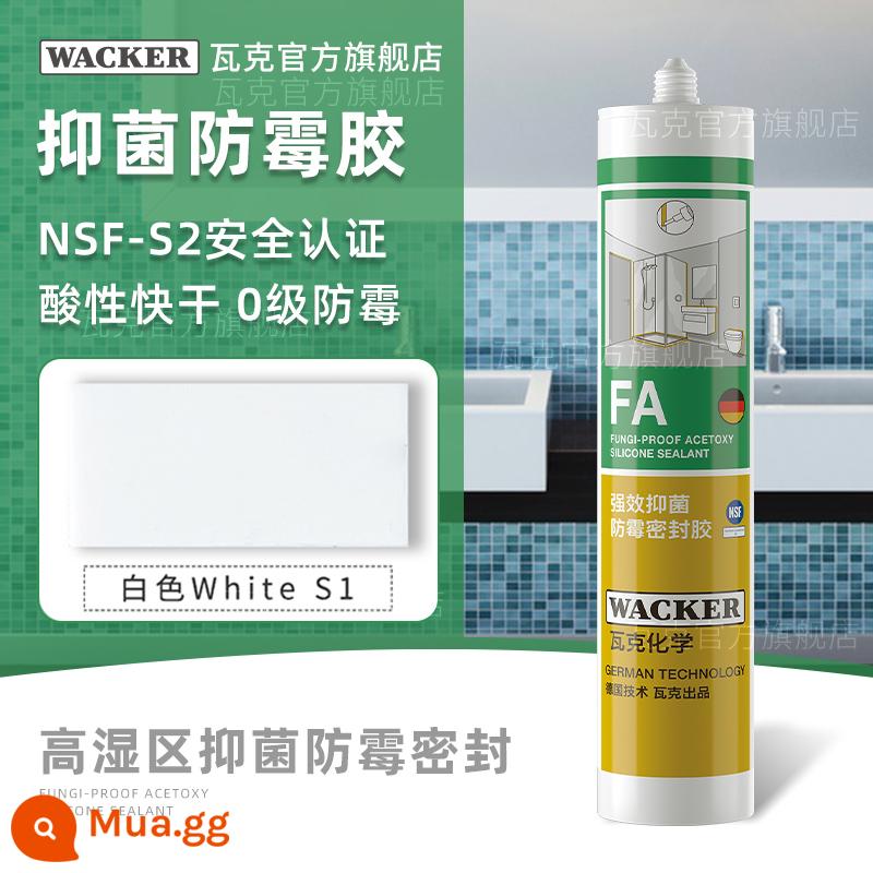 Thương hiệu Đức Wacker DA keo dán kính nhà bếp và phòng tắm chống thấm nước và nấm mốc keo silicone trong suốt mạnh keo làm đẹp màu trắng - Cấp thực phẩm FA có tính axit và khả năng chống vi khuẩn và chống nấm mốc mạnh mẽ_white