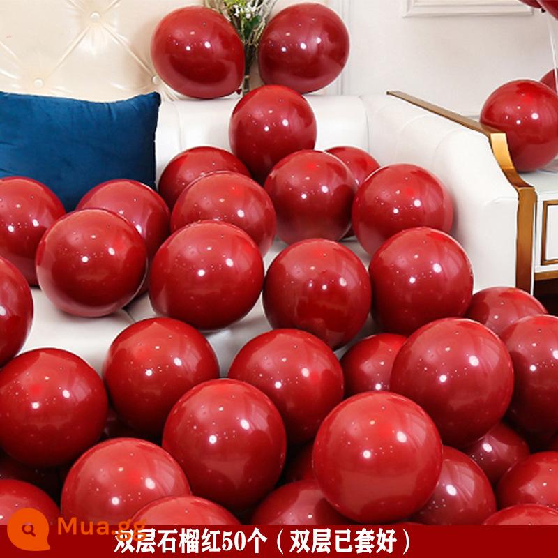 Bong bóng cưới Trang trí Giáng sinh Sắp xếp bối cảnh Macaron Tiệc sinh nhật cho trẻ em Ngày đầu năm mới Khai mạc phòng tân hôn màu đỏ - Lựu đỏ hai lớp 50 chiếc