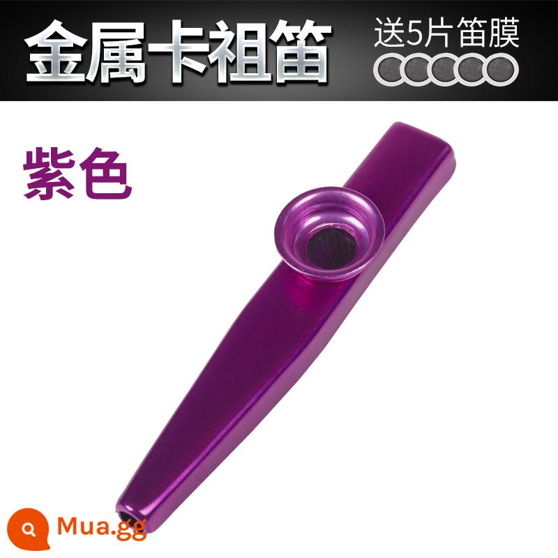 Kim loại kazoo kazoo guitar yuxili chơi nhạc cụ đối tác người lớn bengers ka zuki - Màu tím tặng kèm 5 miếng màng sáo