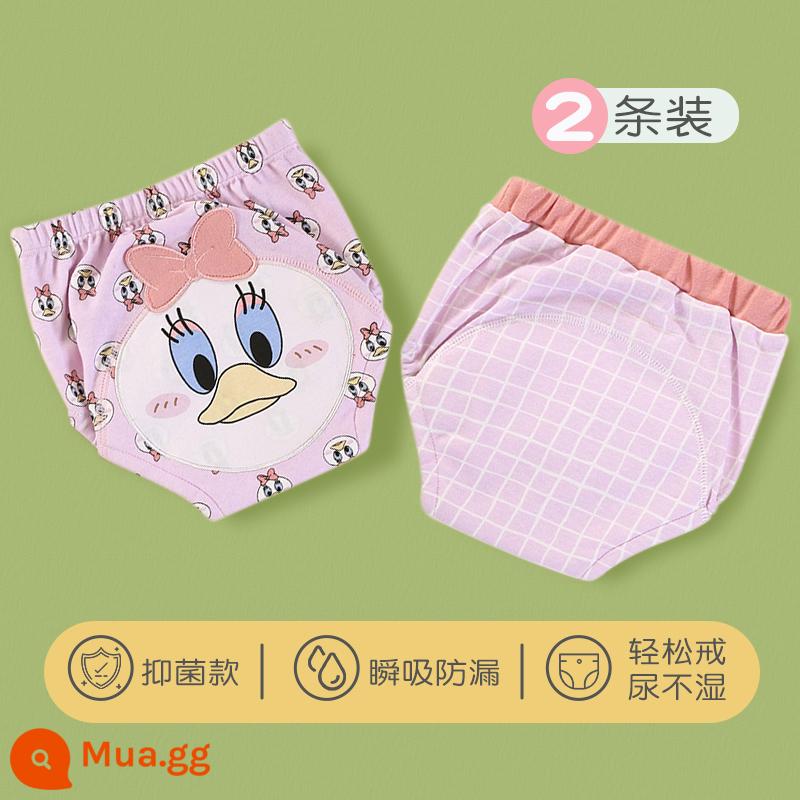 Quần lót cotton mùa hè cho bé gái 1 tuổi 2 quần 3 quần tập cho bé 4 quần bánh mì sơ sinh không pp - Combo 2 Vịt Hoạt Hình (Quần tập kháng khuẩn loại A)