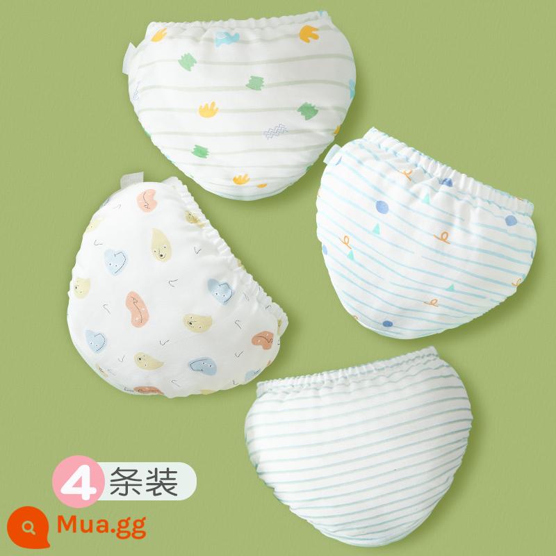 Quần lót cotton mùa hè cho bé gái 1 tuổi 2 quần 3 quần tập cho bé 4 quần bánh mì sơ sinh không pp - Bộ họa tiết sọc (4 gói)