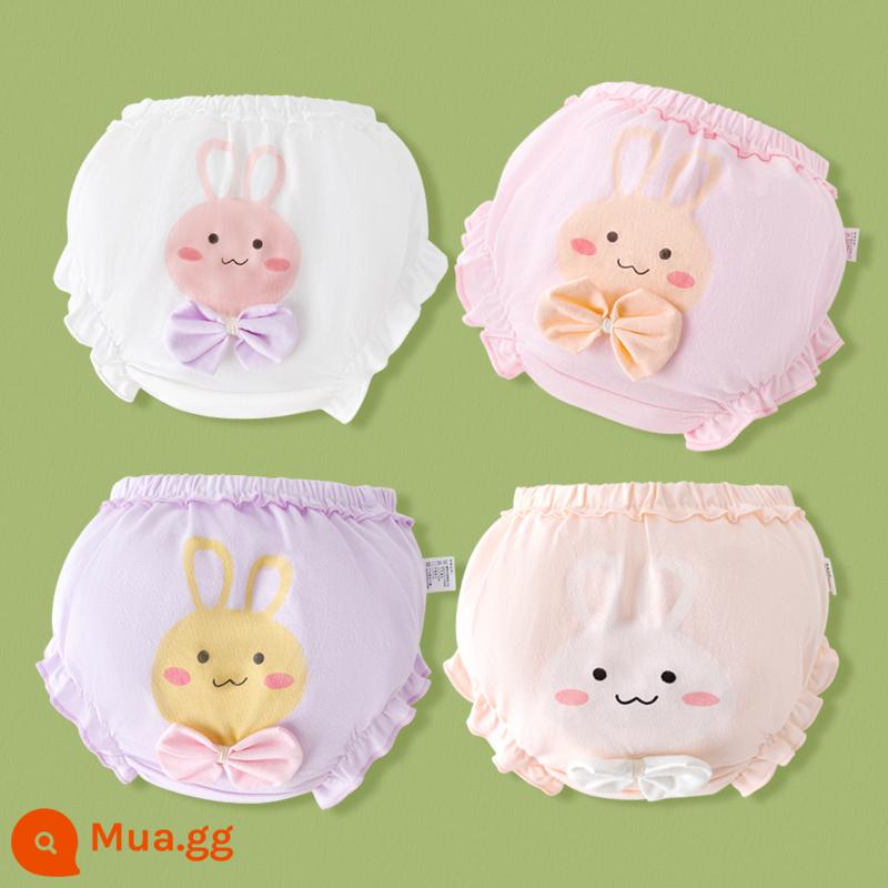 Quần lót cotton mùa hè cho bé gái 1 tuổi 2 quần 3 quần tập cho bé 4 quần bánh mì sơ sinh không pp - Thỏ trắng+thỏ hồng+thỏ tím+thỏ hồng nhạt-4 gói