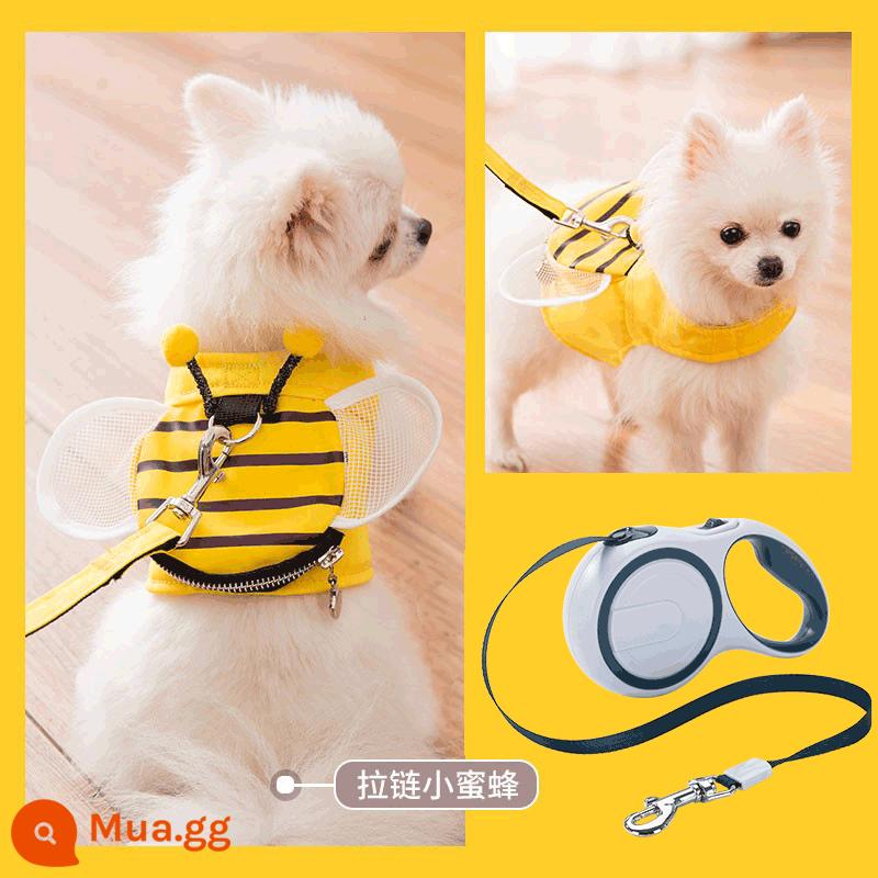 Dây Xích Chó Vest Đi Bộ Dây Xích Chó Xích Chó Nhỏ Bông Pomeranian Bichon Frise Đồ Cho Thú Cưng Daquan - Lưới con ong dễ thương + kết hợp dây ống lồng 3M [Thêm vào mục yêu thích và mua trước]