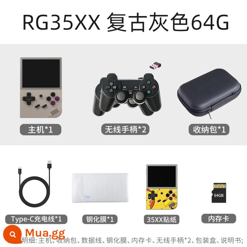 ANBERNIC RG35XX máy chơi game arcade Gmeaboy mini cổ điển cầm tay Zhou Ge mã nguồn mở cầm tay rg35xx Lưu ý không phải miyoo - Màu xám tiêu chuẩn 64GB + túi đựng + tay cầm không dây*2 + nhãn dán