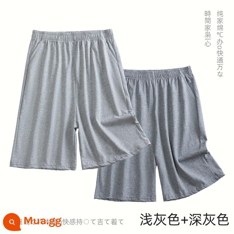 Nam Pyjama Quần Cotton Mùa Hè Quần Short Rời Cotton Quần Short Năm Điểm Quần Mùa Hè Plus Kích Thước Mỏng Nhà Quần - 2 gói (xám nhạt + xám đậm)