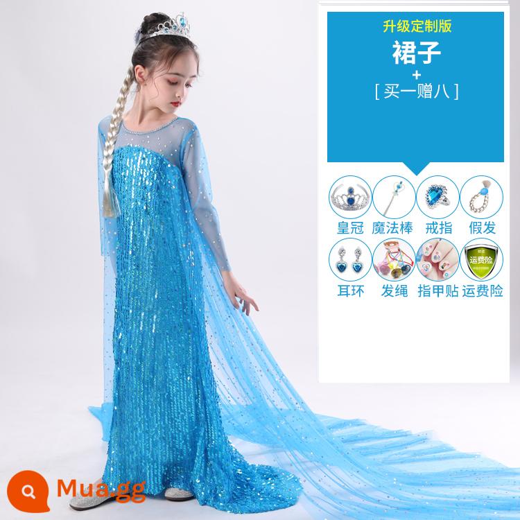 Váy công chúa Aisha nữ mới bé gái quần áo trẻ em váy sinh nhật Frozen váy Aisha cao cấp - Váy + mua một tặng tám