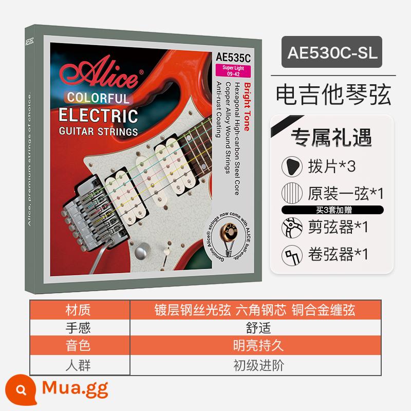 Alice Alice Dây Đàn Guitar Điện King Awr58 Phủ 598 Dây Đàn Guitar Bộ 7 Miếng - AE535C-SL (dây màu 09-42)