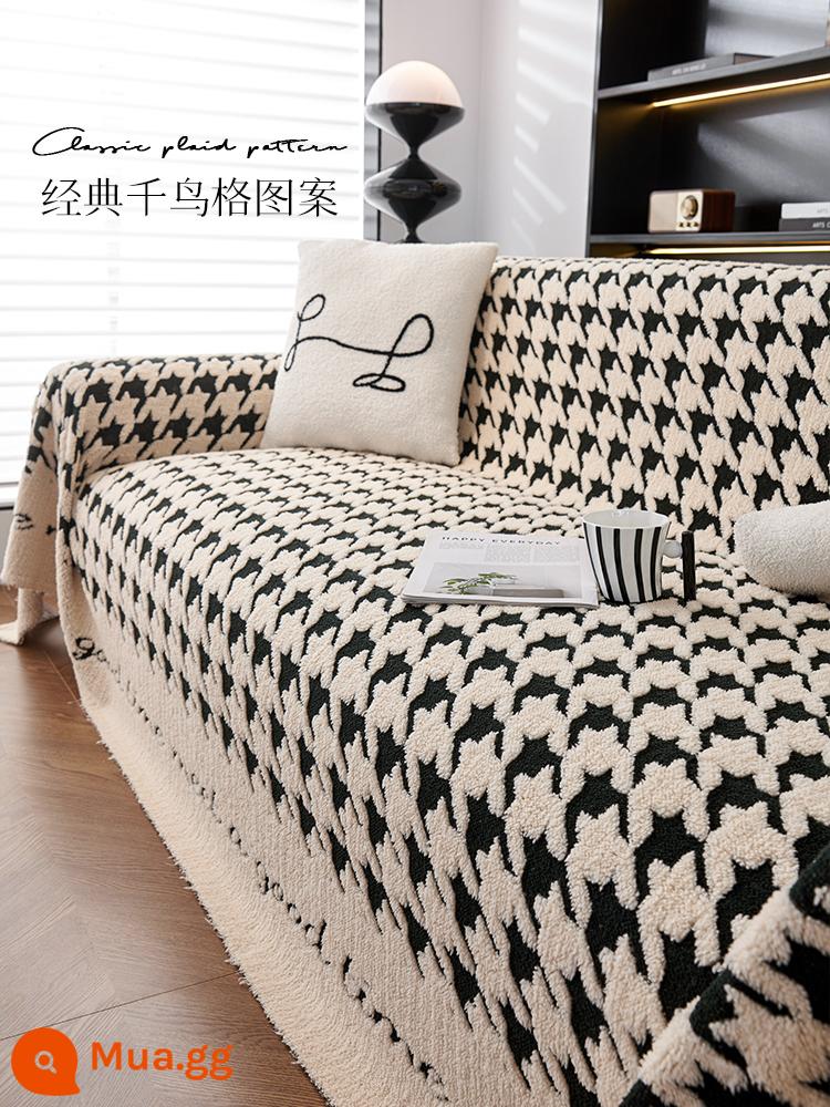 Vải bọc ghế sofa cao cấp cho tất cả các mùa, vỏ bọc đa năng cho đệm sofa, chăn chống trượt sang trọng mùa đông - Qianman-Đen Bông nhung ấm áp và thoải mái