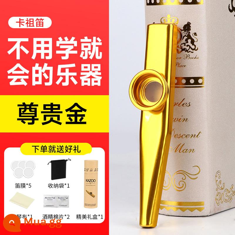 Đẳng cấp biểu diễn sáo Metal Kazu kazoo sáo mới sáo Zuka đệm guitar nhạc cụ không cần học - Vàng quýt + trọn bộ quà tặng sang chảnh