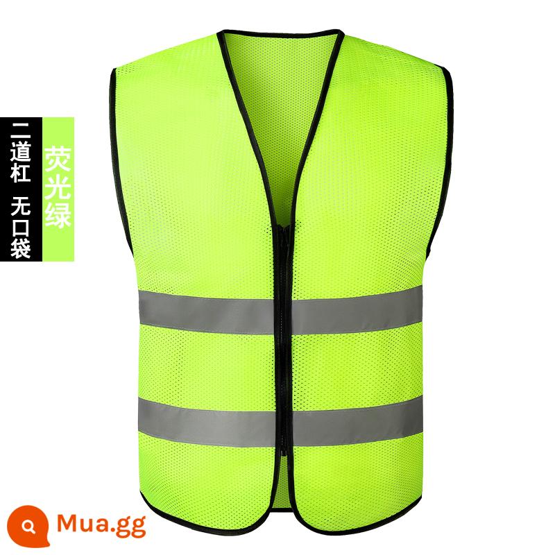 Vest an toàn phản quang vệ sinh xây dựng vest công trường xây dựng quần áo phản quang yếm cưỡi giao thông áo khoác kích thước lớn tùy chỉnh - Màu xanh huỳnh quang [hai sọc lưới] được khuyên dùng vào mùa hè