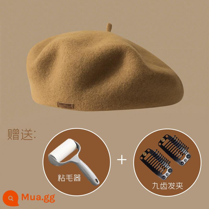 Make & Kana Hàn Quốc thiết kế đồng nghiệp Woolen Woolen Beret Biên nữ Mùa thu và mùa đông Elegant Artist Artist - Phong cách len lạc đà