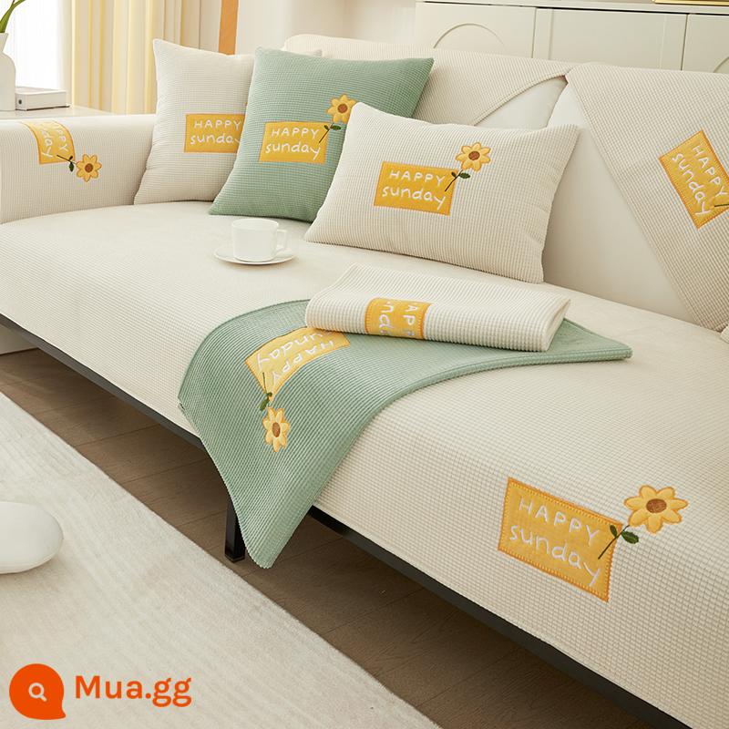 Sofa Đệm Bốn Mùa Đa Năng Đệm Ghế Chống Trơn Trượt Đơn Giản Hiện Đại Hoạt Hình Đệm Ghế Sofa Bao Gồm Tất Cả Đa Năng Bọc Vải - Wangyanghua-Beige alr