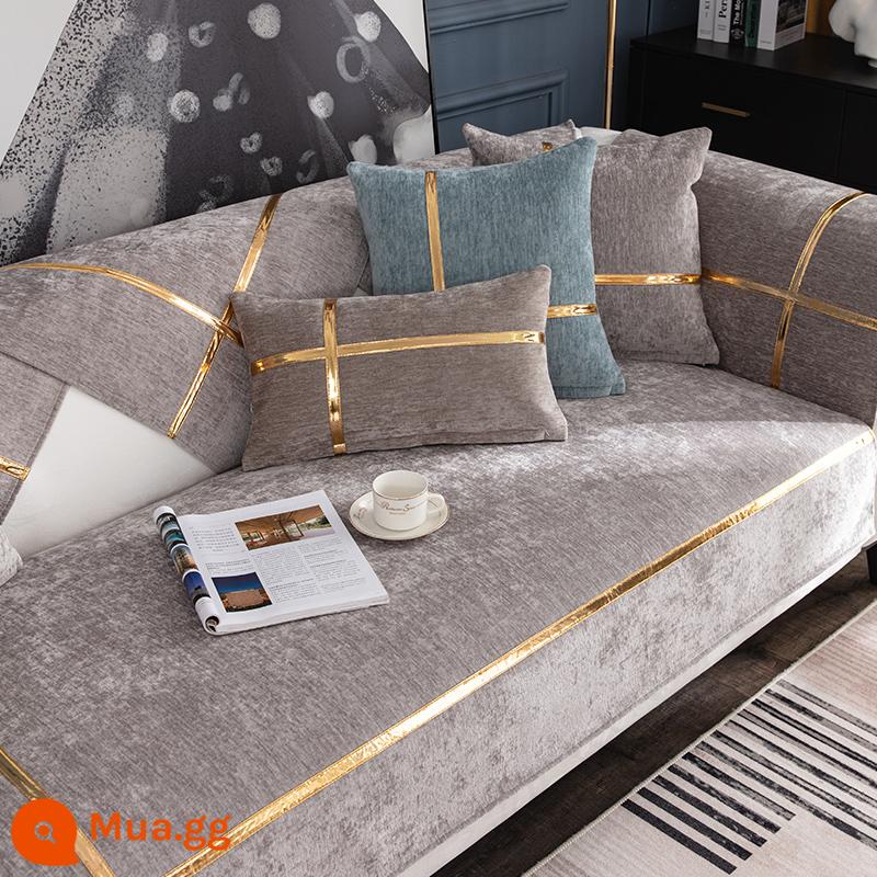 Bắc Âu Sofa Da Đệm Nhẹ Sang Trọng Bốn Mùa Đa Năng Chống Trơn Trượt Trung Quốc Mới Đơn Giản Hiện Đại Sang Trọng Cao Cấp Vải Bọc Khăn - loy màu xám