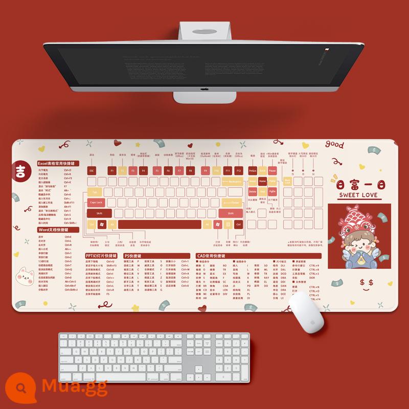 Sáng Tạo Phím Tắt Quá Khổ Miếng Lót Chuột Hoạt Hình Văn Phòng Chống Trượt Máy Tính Xách Tay Bàn Phím Miếng Lót Bàn Học Miếng Lót Cho Nam Và Nữ - Cô Gái K-Koi