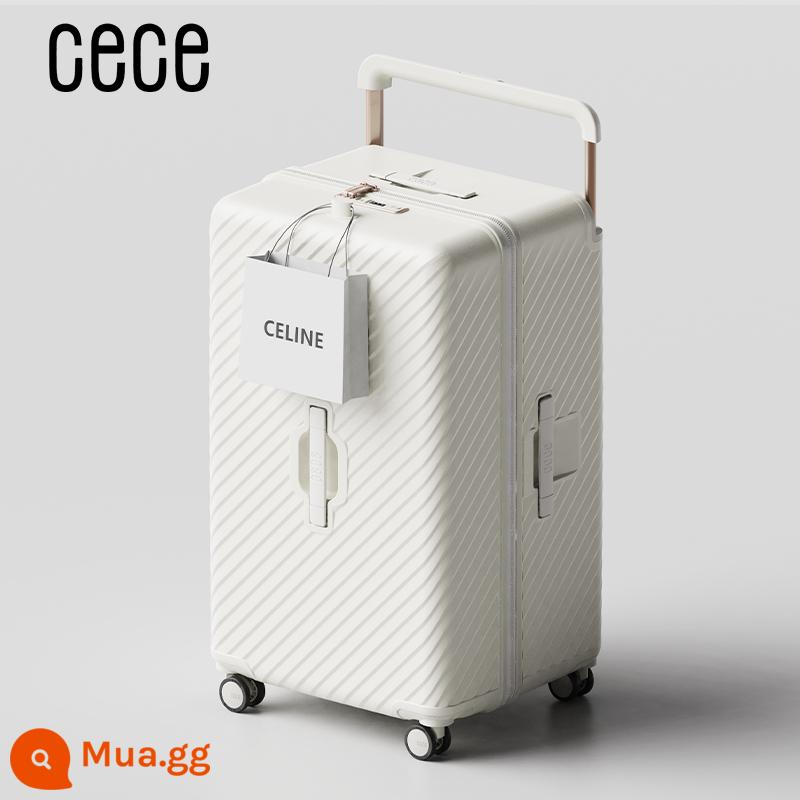 CECE công suất siêu lớn mạnh mẽ và bền bỉ rộng xe đẩy Ốp lưng PC vali vali nữ 28 inch nam đa năng bánh xe vali - Trắng