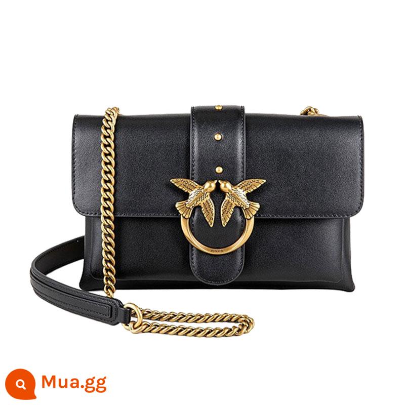 [Tự vận hành] Túi đeo vai PINKO LOVE Series Lady's Leather Shoulder Chain Messenger Bag làm quà tặng cho bạn gái - đen