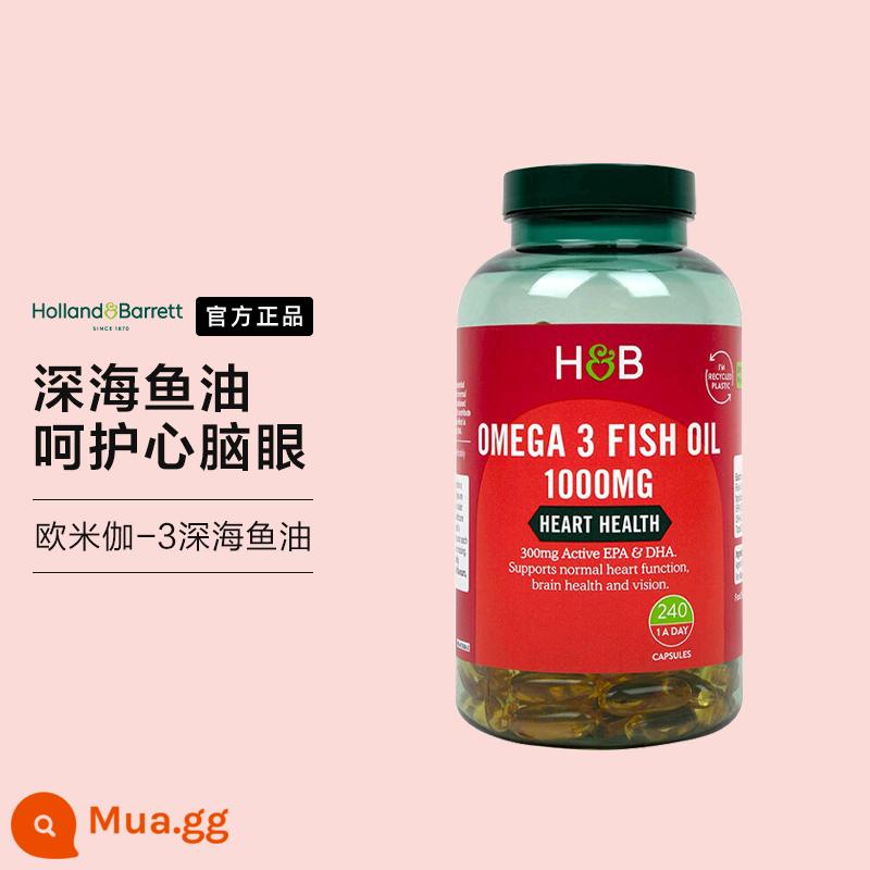 Viên nang mềm dầu cá biển sâu hb Holberry của Anh cho người trung niên và người cao tuổi omega3 250 viên chăm sóc cân bằng dinh dưỡng cho tim và não - Dầu cá biển sâu 240 viên