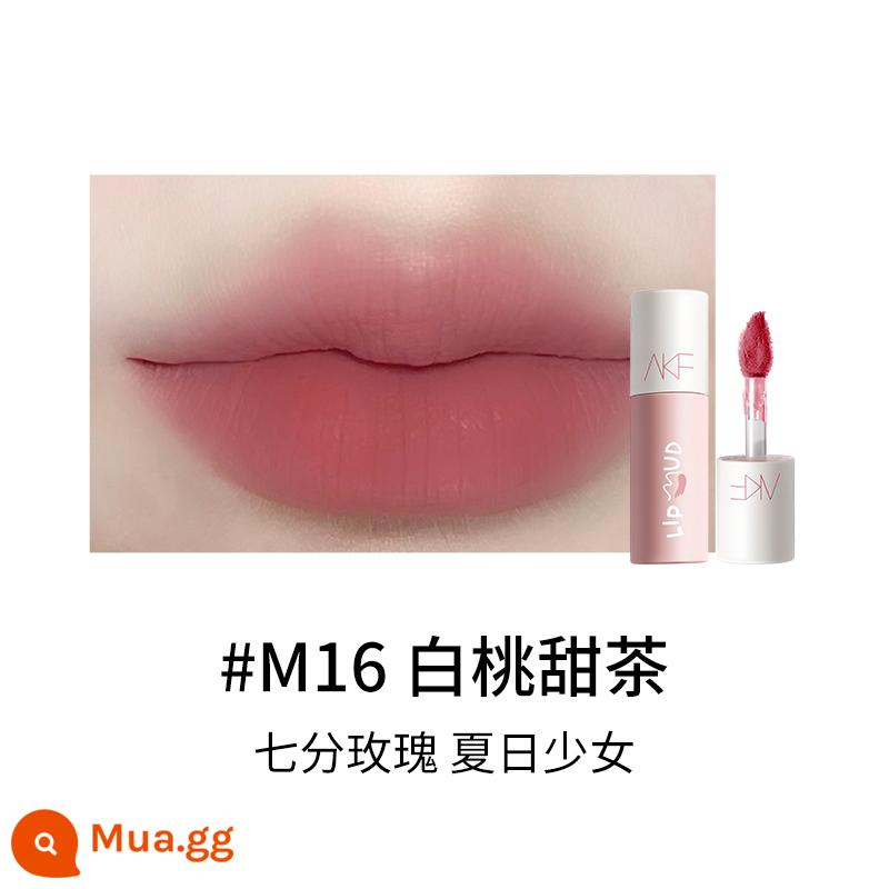 [Tự vận hành] AKF lip mud matte matte air nhung son môi men bóng sinh viên làm trắng hàng chính hãng - #M16 [Trà đào trắng]