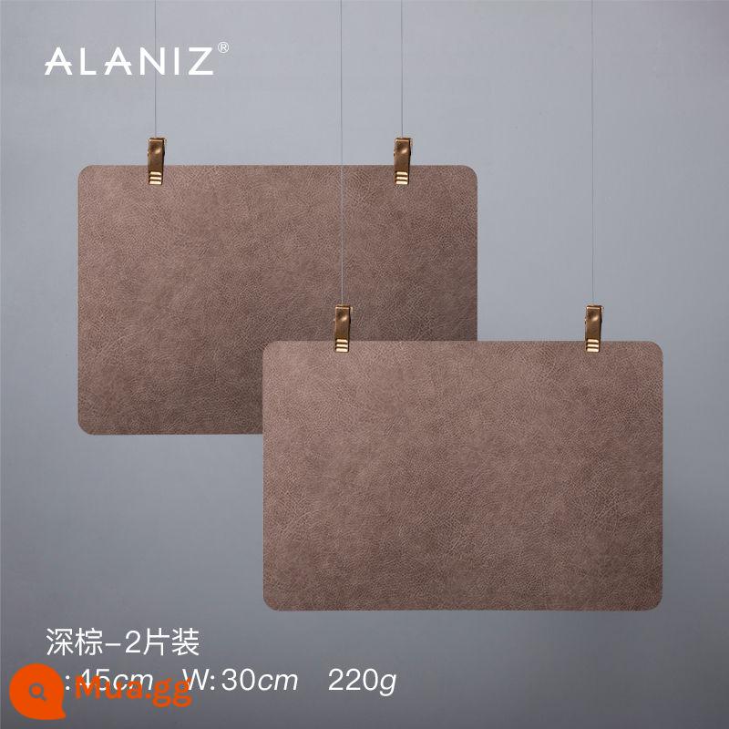 alaniz placemat không thấm nước và dầu chống tấm ăn gia đình mat chống bỏng thực phẩm phương tây mat bát mat rau mat cách nhiệt mat table mat - Tấm lót đĩa hai mặt họa tiết da - màu nâu sẫm (gói 2)