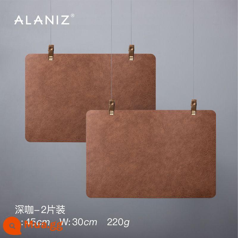 alaniz placemat không thấm nước và dầu chống tấm ăn gia đình mat chống bỏng thực phẩm phương tây mat bát mat rau mat cách nhiệt mat table mat - Thảm lót bàn ăn 2 mặt họa tiết da - cà phê đen (2 miếng)