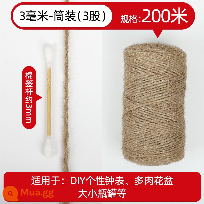 Dây Sisal đi kèm handmade DIY chất liệu dày bện dây bện mèo gãi leo khung dây trang trí ống nước ảnh treo tường - Dây gai dầu 3 mm 200 mét [quà tặng]