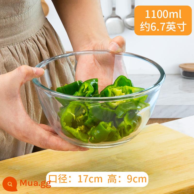 Bát thủy tinh trong suốt chịu nhiệt độ cao chậu thủy tinh nướng tại nhà và bánh mì salad trứng bát mì bát súp lớn - [1 chiếc] Khoảng 6,6 inch 1100ML❤ Dày và chịu nhiệt 400oC