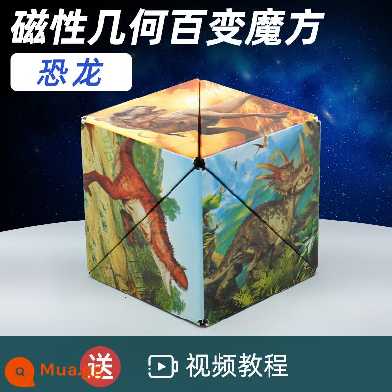 Đa dạng khối Rubik vô hạn hình học ba chiều 3d biến dạng câu đố khối từ tính trẻ em tư duy 5-12 tuổi đồ chơi nhỏ - Thế giới khủng long khối Rubik hình học [Tấm chống mài mòn được nâng cấp từ tính]