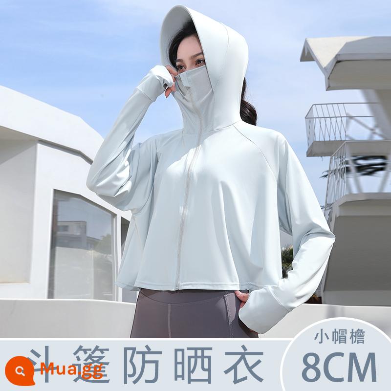 Quần Áo Chống Nắng Mới 2023 Áo Khoác Cardigan Mỏng Mùa Hè Có Mũ Trùm Đầu Dài Tay Rời Băng Lụa Sinh Viên Quần Áo Chống Nắng Thoáng Khí - Vành nhỏ - xám nhạt