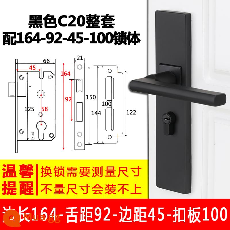 Khóa cửa phòng ngủ trong nhà hộ gia đình đa năng phòng khóa cửa phòng màu đen khóa cửa gỗ hút từ tắt tiếng tay nắm cửa khóa - Khóa đen C20