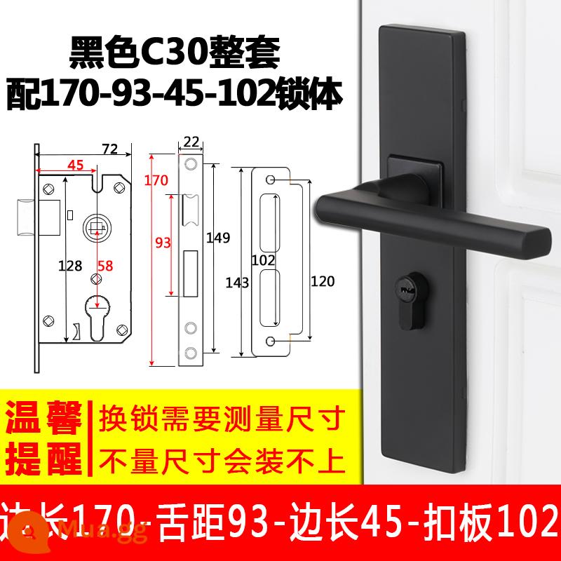 Khóa cửa phòng ngủ trong nhà hộ gia đình đa năng phòng khóa cửa phòng màu đen khóa cửa gỗ hút từ tắt tiếng tay nắm cửa khóa - Khóa đen C30