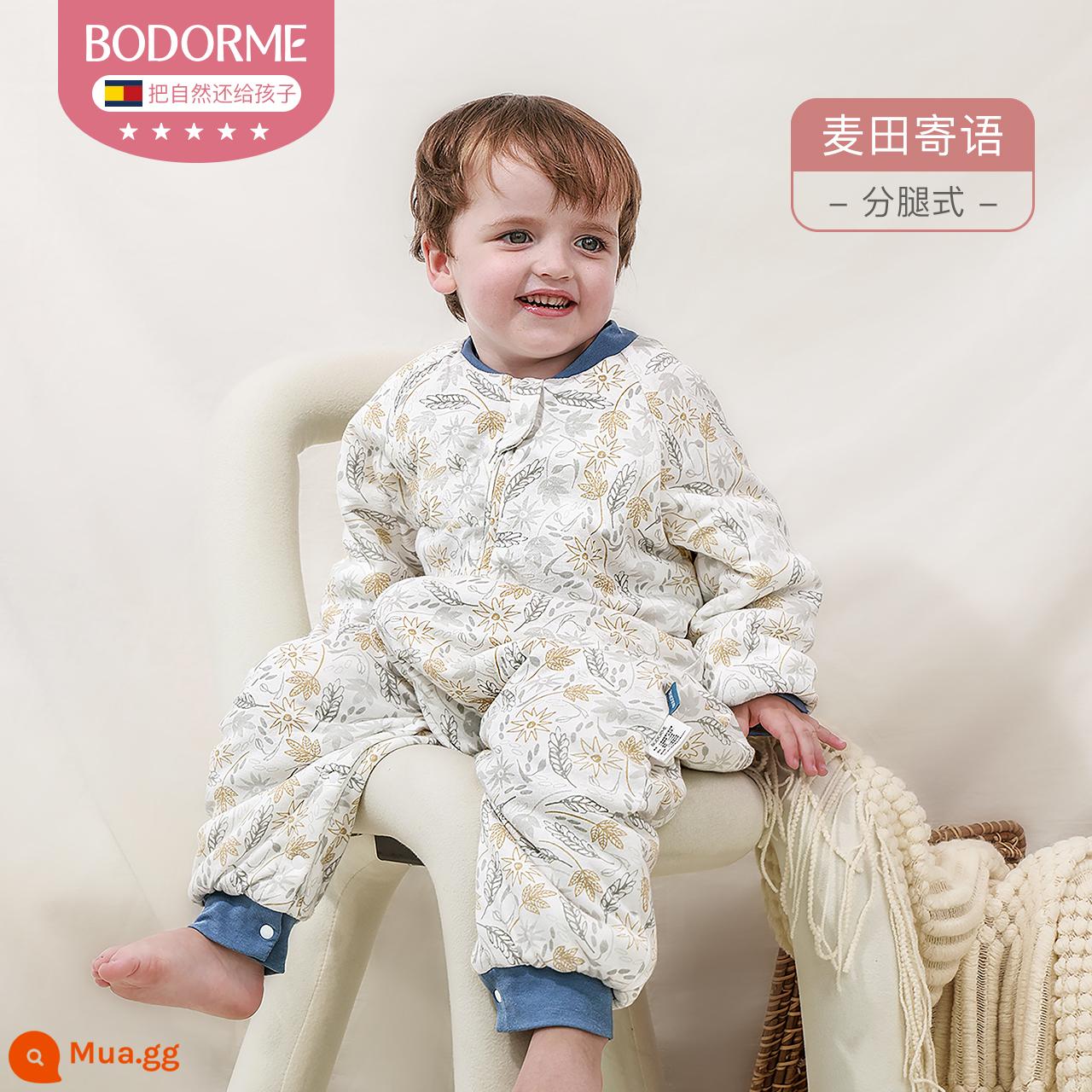 Túi ngủ cho bé Bedemei trẻ sơ sinh chống đá chăn hiện vật mẫu thu đông kháng khuẩn cotton nguyên chất dày chống giật mình cho bé - Thông điệp từ túi ngủ xẻ chân cánh đồng lúa mì (thích hợp với nhiệt độ phòng 0°-15°)