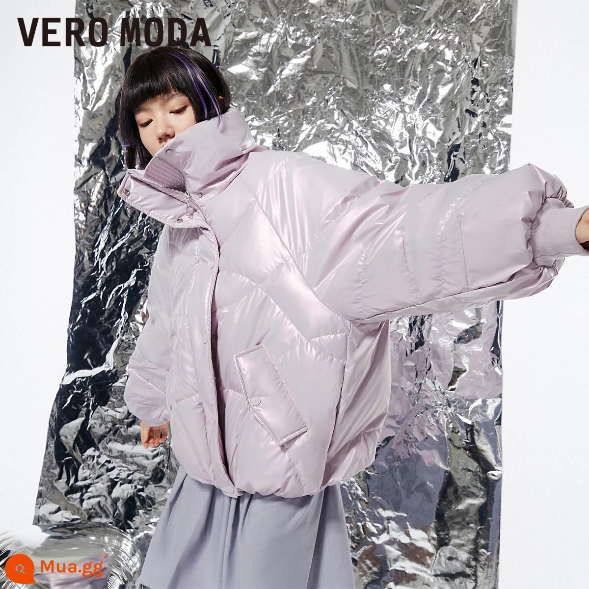 Vero Moda Ole xuống áo khoác mùa đông 2022 mới phù hợp với màu trắng ngọc trai vịt xuống bông xù bánh mì áo khoác nữ - C35 Longman Tím