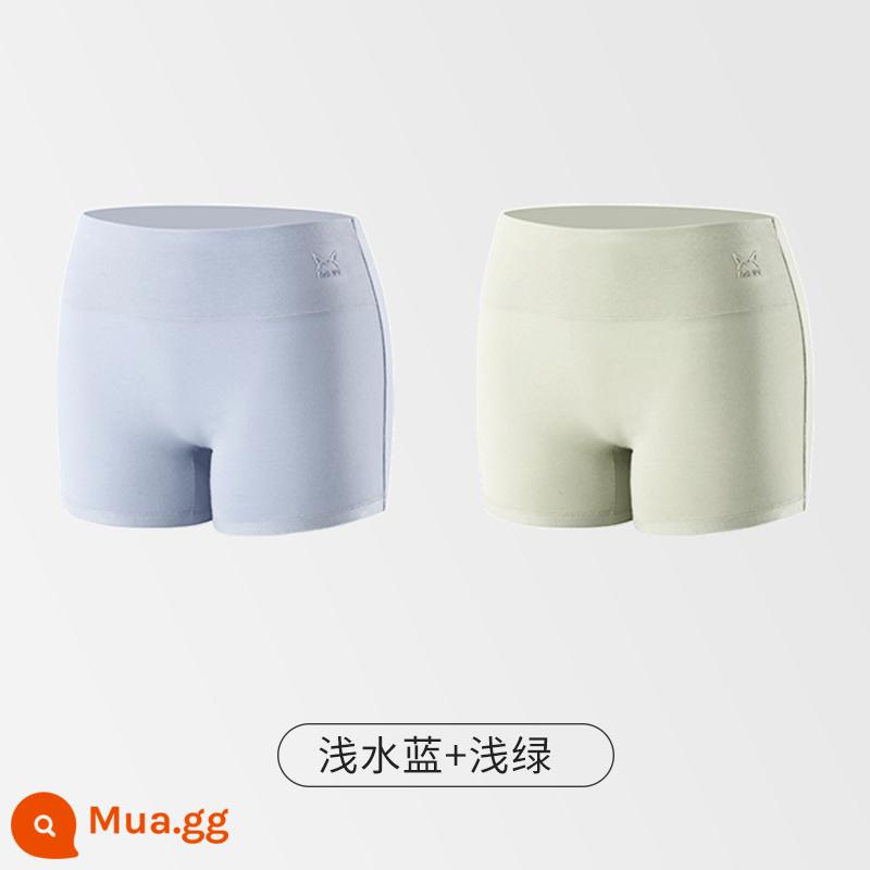 Đồ lót người mèo bé gái cotton nguyên chất kháng khuẩn không hằn vết eo cao kiểm soát bụng cotton Tân Cương chống ánh sáng quần lót boxer nữ - [Kẹp eo cao + đũng quần cotton kháng khuẩn Huafu Xinjiang] Xanh nhạt + xanh nước biển nhạt