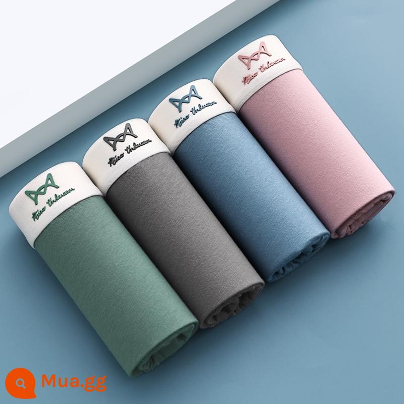 Catman quần lót cotton nguyên chất quần boxer nam mùa hè mỏng quần short bé trai kháng khuẩn thoáng khí đầu quần boxer thời trang nam - Xanh + Xám + Xanh Da Trời + Hồng [4 Sọc - Cotton Thoải Mái] Kiểu 047