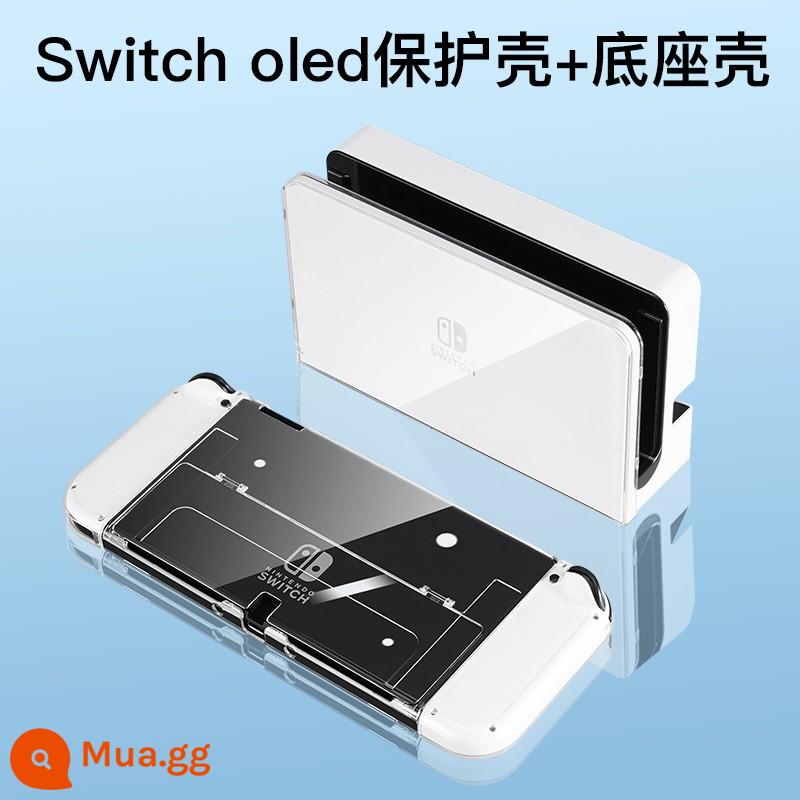 Jindu Jindu Vỏ bảo vệ Switcholed Vỏ bảo vệ trong suốt Nintendo Switch Mới ns hai mảnh PC siêu mỏng vỏ cứng Đế có thể cắm bảo vệ cổ tay bảng điều khiển trò chơi phụ kiện tay cầm di động - OLED mới [Vỏ bảo vệ trong suốt bằng kim cương + Vỏ đế] đi kèm phim + nắp√