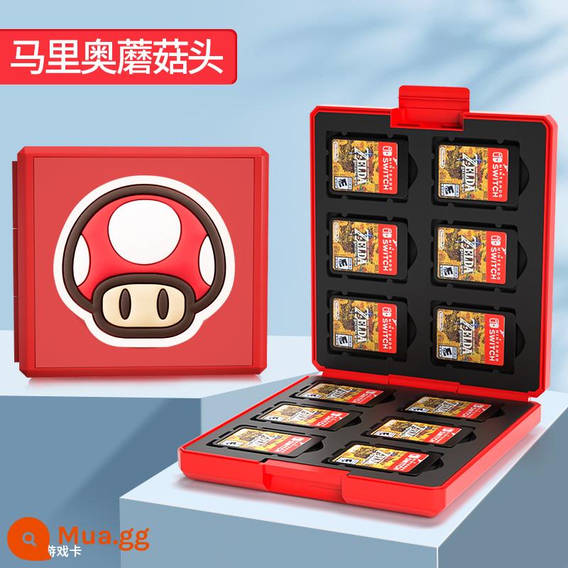 Hộp băng Nintendo Switch gói thẻ trò chơi hộp thẻ switcholed hút từ tính hộp lưu trữ NS dung lượng lớn 24 miếng Gói 12 miếng Vỏ bảo vệ di động Mario Lite Phụ kiện ngoại vi Dongsen - Bộ 12 món [Mario Mushroom Head] tặng kèm mũ vuốt mèo★Phiên bản khóa thẻ