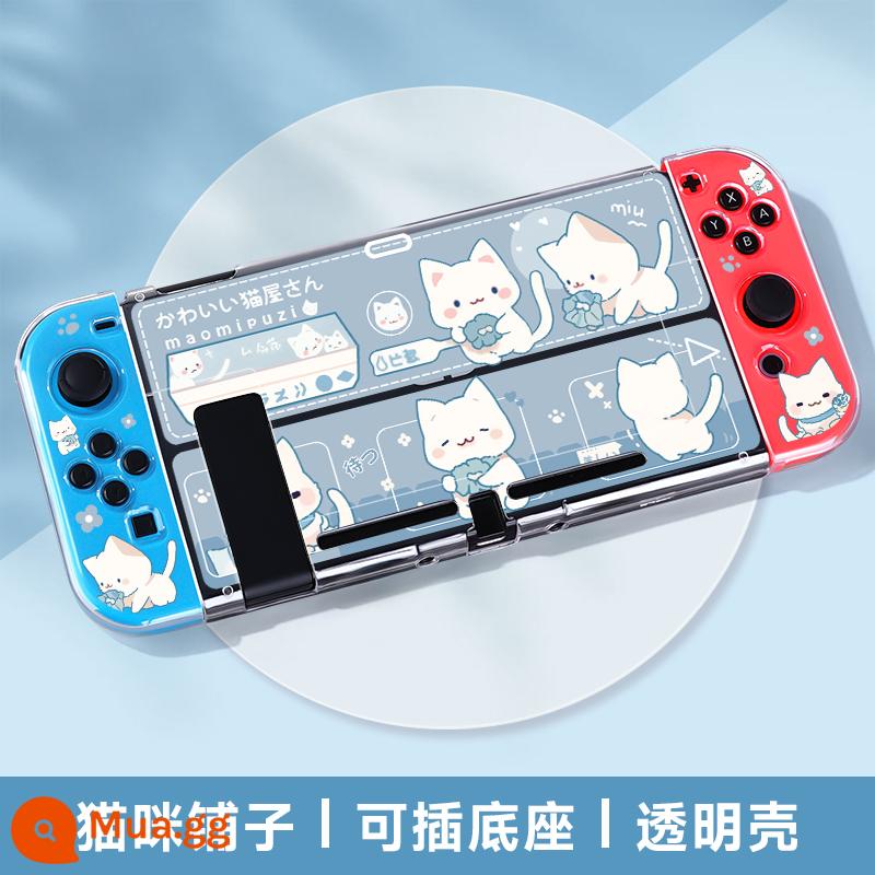 Vỏ bảo vệ Switcholed của Nintendo Công tắc đế có thể cắm được Vỏ tay cầm OLED Phụ kiện máy trò chơi OLED Phụ kiện NS pha lê trong suốt Vỏ silicon mềm Túi đựng vỏ cứng hai mảnh Bộ đầy đủ - Vỏ mềm trong suốt chuyển đổi✦Cat Shop✦Phim+nắp miễn phí