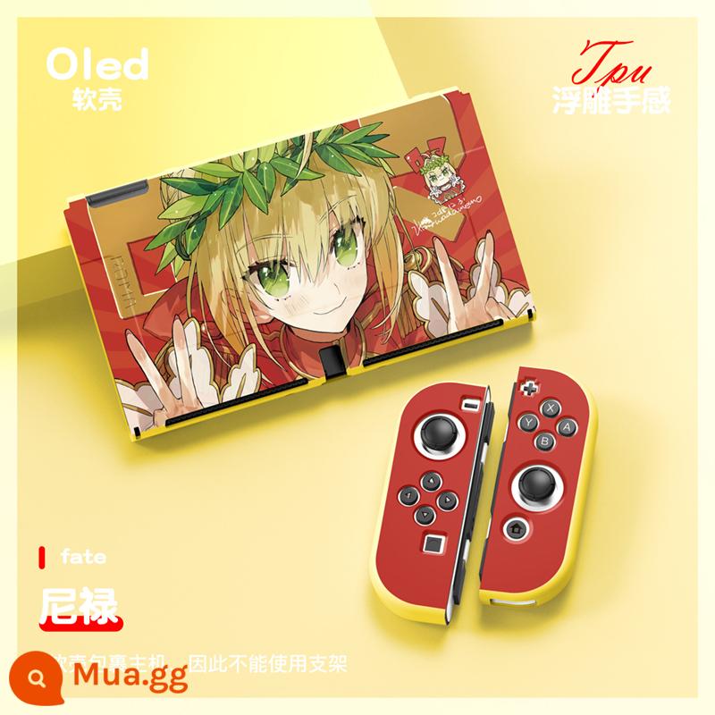 60 Công tắc tùy chọn OLED Protect Sleeve Soft Shell Silicone Anime Chủ đề NS Bộ bảo vệ bộ đặc biệt - OLED trắng nhạt(fate-Nero)