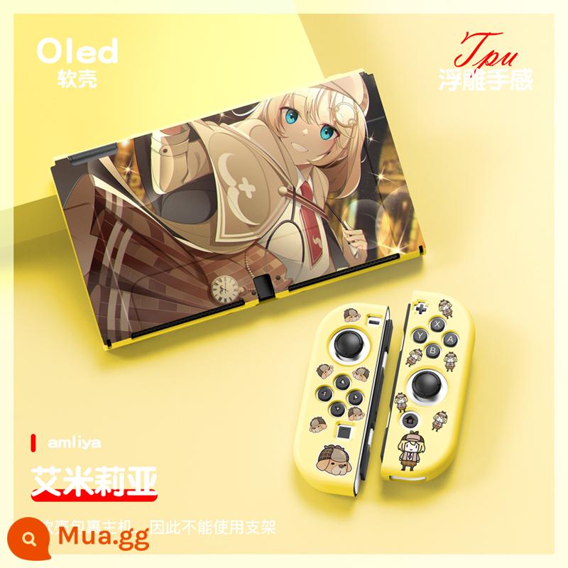 60 Công tắc tùy chọn OLED Protect Sleeve Soft Shell Silicone Anime Chủ đề NS Bộ bảo vệ bộ đặc biệt - OLED bạc (Emilia)